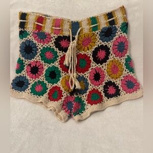 Farm Rio Colorful Crochet Women Shorts Size Large